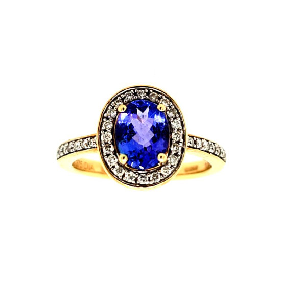 Pre Owned 9ct Tanzanite and Diamond Cluster Ring ZT936